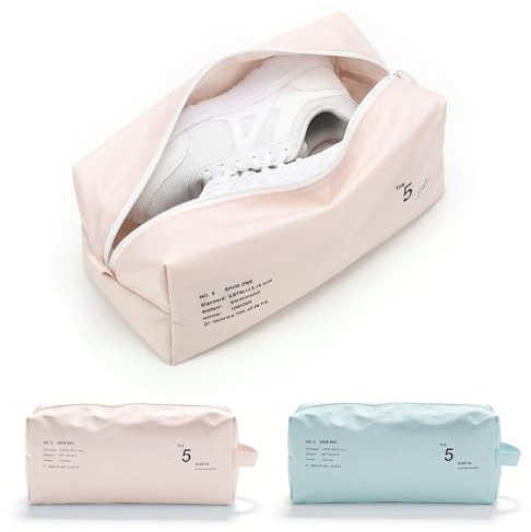 XRVRILE 2 Stück Sport Schuhtasche mit Reißverschluss, Großer Kapazität Reise wasserdichte Tasche, Schuhbeutel Reise für Gym, Koffer, Schwimmen, Tages- und Fitness Schuhe, 32x15x12cm (White+Blue)