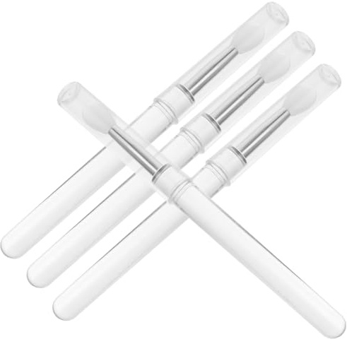SKISUNO 4 Pinceles de Labios de Silicona Tapa Antipolvo, Aplicadores Transparentes para Maquillaje Labial, Mascarilla y Corrector, Reutilizables para Uso Diario y Viaje