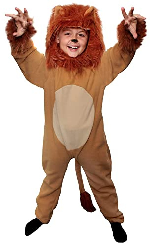 Barn lejondräkt med overall och man huvudbonad, barn djur maskeraddräkt för världsbokdagen, halloween, skolevenemang, filmdräkter och rollspel