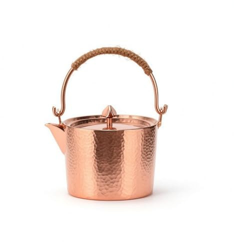 Bouilloire en Cuivre Bouilloire Théière Cafetière Bouilloire Chauffe-eau en Cuivre Massif avec Couvercle Assorti pour Meilleure Rétention de Chaleur, size to 1, Couleur Originale