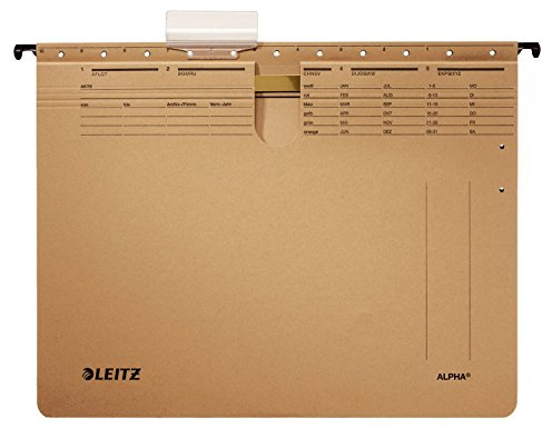 Leitz 19143000 Hängehefter Alpha, für kaufmännische Heftung, Natronkarton, naturbraun (40 Stück)