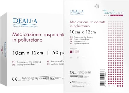 TOUCHMED Medicazione Adesiva Sterile in Film di Poliuretano - 10x12 cm - Trasparente e Impermeabile - Protezione Avanzata per la Pelle - Monouso - Confezione da 50 Pezzi