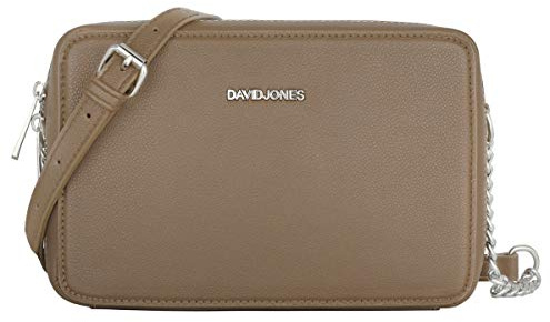 David Jones - Bolso Bandolera Cuadrado Mujer - Bolsos Cruzados Hombro Pequeños - Bolso de Mano Cadena Cuero PU - Bolso de Embrague Noche - Crossbody Messenger Bag Clutch Pochette Moda - Beige Topo
