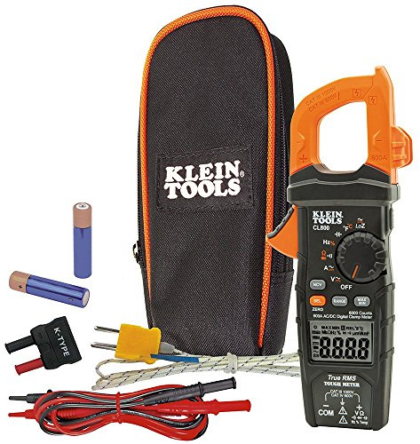 Digital Clamp Meter AC/DC Auto-Ranging 600 Amp Measures Voltage, Resistance, Temp, More Klein Tools CL800 (Renewed)