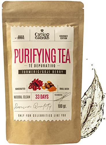 DETOX TEE zum Abnehmen Schnell & Fettverbrenner - Kräutertee - Grüner Tee Lose, Löwenzahn, Kurkuma, Ingwer, Goji beeren, Schachtelhalm, Ananas, Entschlackungstee - Antioxidantien - 100% Natürlich