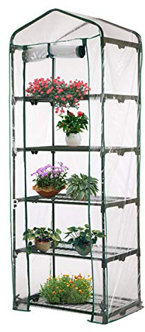 Mini-Gewächshaus, PE-Abdeckung und aufrollbare Reißverschluss-Tür, wasserdichtes tragbares Gewächshaus aus Kunststoff, Tomaten-Gewächshaus, Gemüse, Blumen, Pflanzen, Tend Topfpflanzen (ohne Regal)