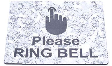 Targhetta adesiva Si prega di suonare il campanello, con inciso Simbolo Universale e Testo.