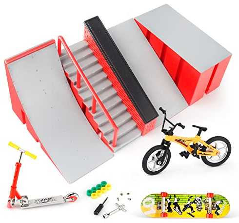 KETIEE Finger Skateboard Rampe, Skate Park Ramp Kit Fingerskateboards mit Rampe Set Skatepark Rampen Finger Skate Boarding Ultimate Sport Training Requisiten Spielzeug für Kinder (C)