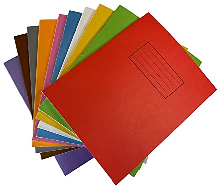 Janrax Pack of 10 9x7 Assorted Coloured 80 Pages Feint and Ruled Exercise Books - School Supplies