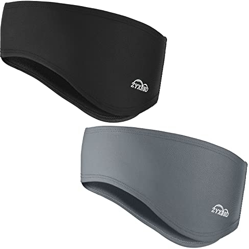 Winter Sports Headband Ear Warmers for Women and Men - Fleece Ear Muffs Under Helmet - Cold Protection Windstop Headband for Running, Jogging, Hiking, Tennis, Cycling， 2 Pack