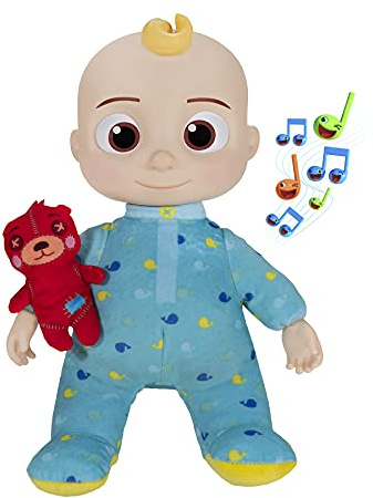 CoComelon CMW0146 - Mitsing-Puppe Schlafenszeit JJ, Plüsch-Freund Mit Musik Und Teddy, Offizielle Deutsche Sprachversion