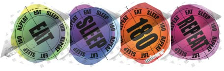 Unicorn Ultrafly Slang Dart-Flights, Eat, Sleep, 180, Repeat-Design, Standard-Plus-Form, Ultra-strapazierfähiges 100-Mikron-Polyester-PET