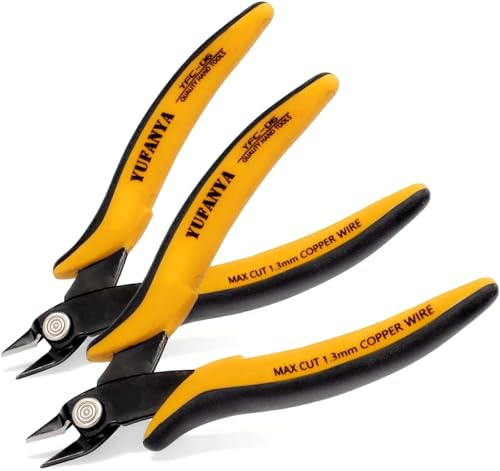 Micro Flush Cutter,Ultra Sharp Micro Wire Cutter Side Cutter with Internal Spring & Soft Rubber Handle,Diagonal Cuting Pliers for Electronics,jewelry making,Plastic,Zip Ties,Yellow & Black