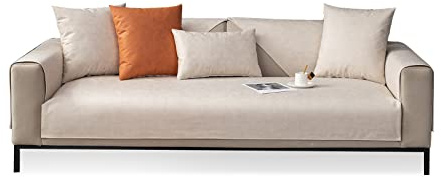 VanderHOME Sofabezug L/U Form/Ecksofa 3/2/1 Sitzer, Wasserdicht, Überwurfdecke, Schutzdecke Rutschfest 110 * 110cm - Beige-Sitzbezug (1 PC)