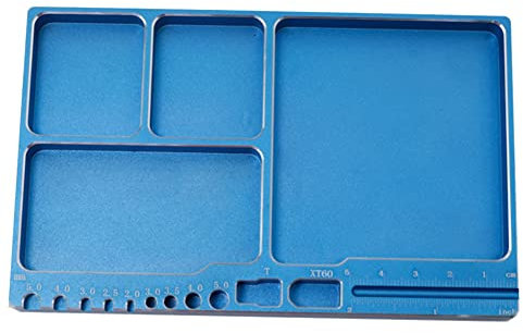 Tweovnai Multifunktionale magnetische Schraubenschale Platte für RC Crawler Car RC Boot Drohne RC Reparaturwerkzeuge Aluminiumlegierung, Blau