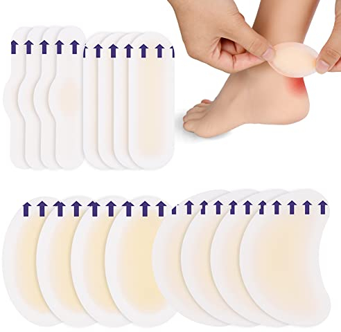 ACWOO Blasenpflaster, 16 Stück Hydrokolloid Pflaster, Wasserdicht Gel Pflaster, Ferse Blasenpflaster, Vorfuß Ferse Fersenschutz, Linderung von Reibungsschmerzen Finger, Zehen, Vorfuß, Ferse