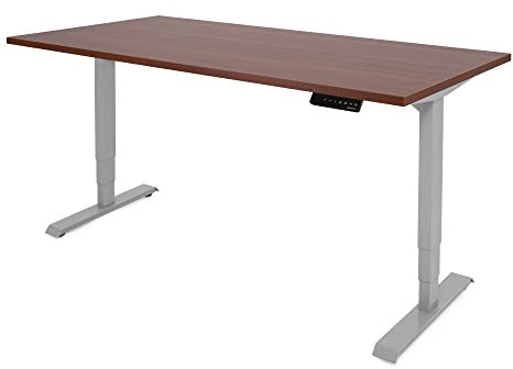 Ergotopia Desktopia Lite Elektrisch höhenverstellbarer Schreibtisch für Büro oder Home Office - 5 Jahre Garantie - ergonomischer Schreibtisch höhenverstellbar mit Nussbaum Tischplatte (180 x 80 cm)