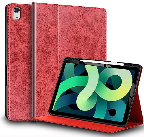 Gexmil Leder Hülle für iPad A16 11th Gen 11 2025,iPad 10th Gen 10.9 2022 | Smart Leder Cover/Flip mit Stifthalter,Auto Schlaf/Aufwachen,Schutzhülle Einstellbarer Ständer,Stoßfest,Rot