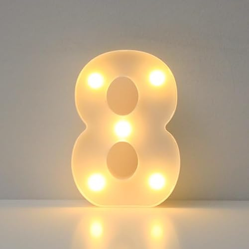 JYB Hopefuture LED Zahlen 3D Lampe Beleuchtete Ziffern, Dekorations Zahlen Nachtlicht Lampe 0 1 2 3 4 5 6 7 8 9, für Hochzeit, Geburtstag, Party, Weihnachtslampe (8)