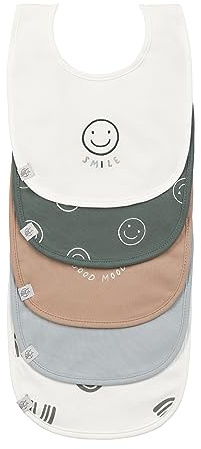 Lässig Set di bavaglini per bambini (5 pezzi) con chiusura a strappo in cotone impermeabile/Value Pack Bib Tiny Smile