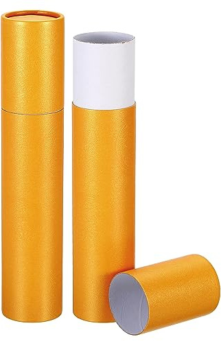 PATIKIL 2 Inch x 11 Inch Poster Tube, 2Pcs Photo Storage Tube Portable Shipping Mailing Tubes Calligraphy Painting Tubes Round Carrying Case for Storing Paper Art Map Documents, Yellow