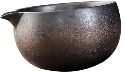 perfk Ciotola per Matcha in Ceramica con beccuccio, Cerimonia del tè Matcha Fatta a Mano in Stile Giapponese Chawan Tazza per Succo di Insalata da 600 ml, Stile D