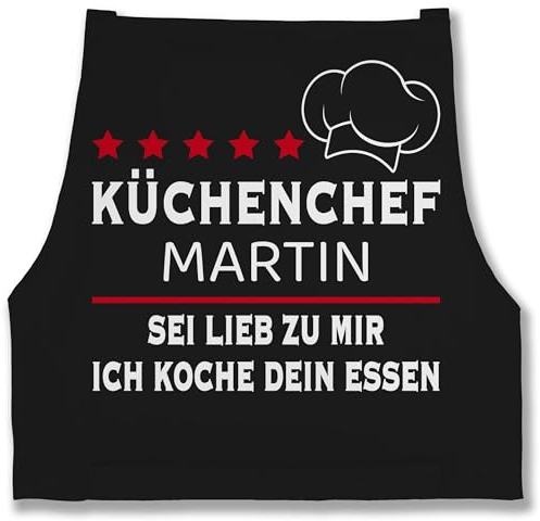 Schürze - Kochschürze Herren Männer - Küchenchef mit Name Sei lieb zu mir ich koche dein Essen I Hobbykoch Geschenk - 85x69 - Schwarz - für mann schürzen küche koch kochen männerschürzen