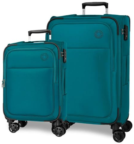 Movom Atlanta Juego de Maletas Verde 55/66 cms Blanda Poliéster Cierre TSA 93L 6,3 kgs 4 Ruedas Dobles Equipaje Mano
