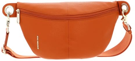 Mandarina Duck MELLOW LEATHER BUM BAG, Damen Gürteltasche aus weichem Leder, MARMALADE,