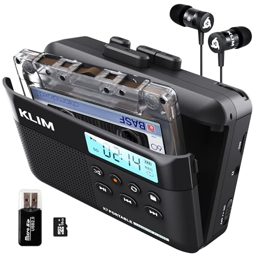 K7 Cassette Player - Convertitore Cassette MP3 - Lettore Cassette Audio Portatile - Microfono e Altoparlante Incorporati - Batteria Ricaricabile - Auricolari - Scheda SD da 16 GB