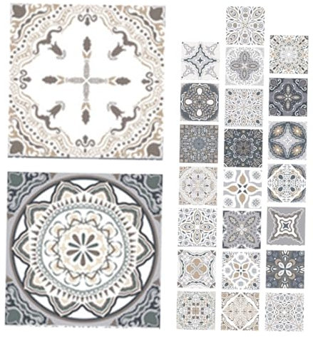 BESTonZON 24stücke Selbstklebende Fliesenaufkleber Für Küche Und Bad Wasserdichte Mosaik-fliesen Für Dekorative Wandgestaltung Einfache Montage Pflegeleicht Vintage-design