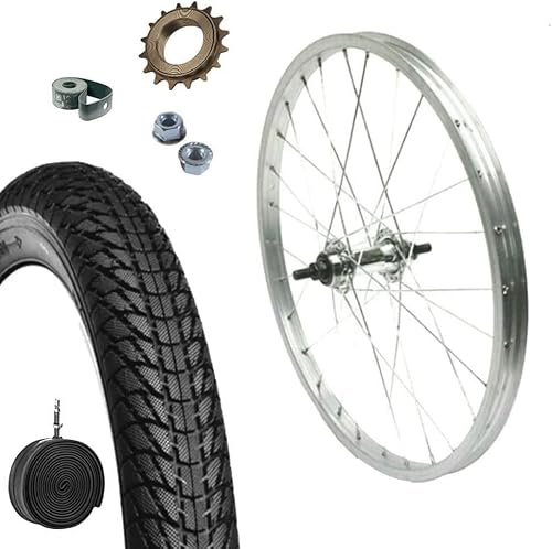 Ruota Posteriore Completa 20” x 1.75 per City Bike e Graziella – Cerchio con Copertone, Camera d’Aria Valvola Italiana, Ruota Libera 16 Denti 1 Velocità MTB – Dadi di Fissaggio e Flap Inclusi