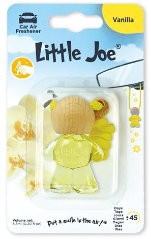 Little Joe Bottle Auto-Lufterfrischer Vanille 5,8 ml. Warmer und süßer Duft mit Noten von Karamell und Gewürzen, Haltbarkeit bis zu 45 Tage, entspannender und beruhigender Aromadiffusor für Fahrzeuge