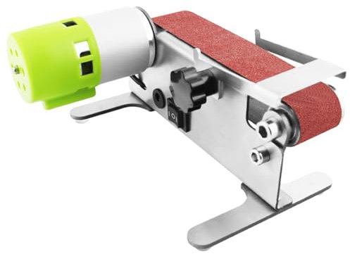 Mini Levigatrice a Nastro Orizzontale, Mini Levigatrice a Nastro Elettrica Piccola da 30 X 330 Mm, velocità di Uscita 4500-9000 Giri/min, Angolo di Regolazione del Piano di Lavoro 1-45°