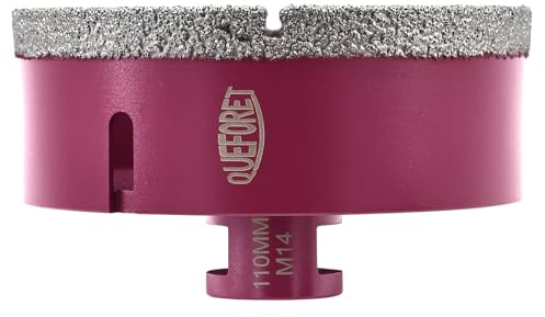 QUEFORET Diamant Fliesenbohrer 110mm x M14 - Bohrkrone für Fliesen Keramik Porzellan Marmor Granit, für Winkelschleifer