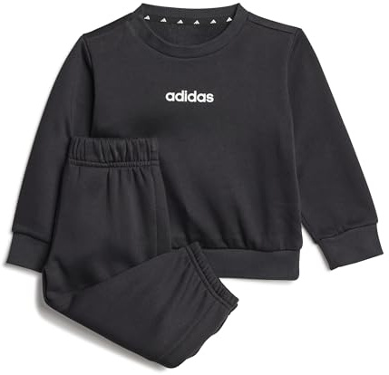 adidas Unisex Baby Essentials Linear Logo Jogger Track Suit, black/white, 0-3 Months