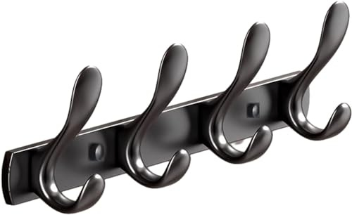 YUET 4 Crochets de porte pour manteaux, crochets pour serviettes de salle de bain, fixation murale à vis - Cintre robuste - Porte-peignoir en acier inoxydable pour chambre ou cuisine, fixation murale