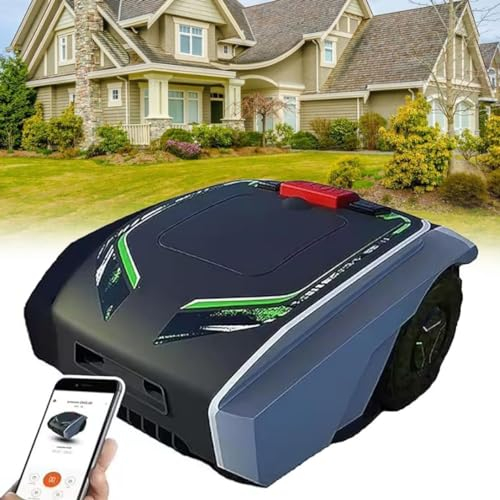 Robot Tondeuse à Gazon Pour Jardins Jusqu'à 1500M²,Tondeuse à Gazon Intelligente Automatique Pour Pelouse Bien Entretenue,Planification Des Chemins,Contrôle Par Application Wifi Pour Smartphone,Black