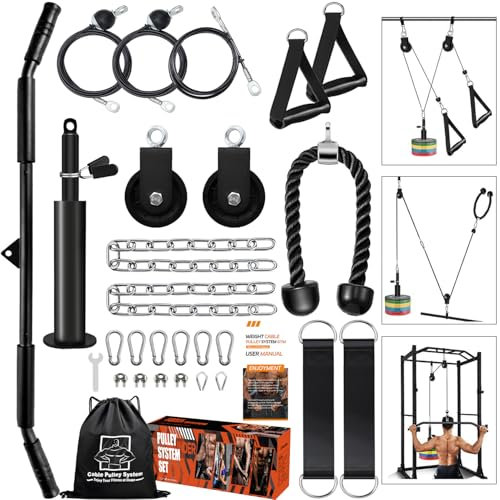 Favuit Cable Pulley System Home Gym, Upgraded Weight Cable Pulley System Gym DIY LAT Pull Down Home Gym Fitness Cable Machine Attachment for Gym LAT Pull Down Biceps Curl Tricep Arm Workouts