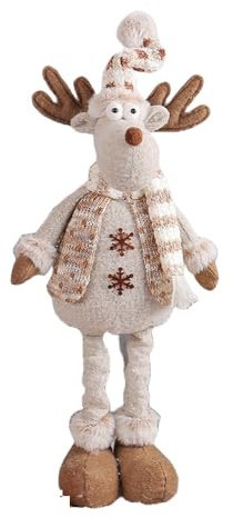 BaronHong Gnomo di Natale regolabile in piedi, 60 cm, gnomo di alce realizzato a mano in peluche con gambe di piuma, ornamenti decorativi, Alce, M