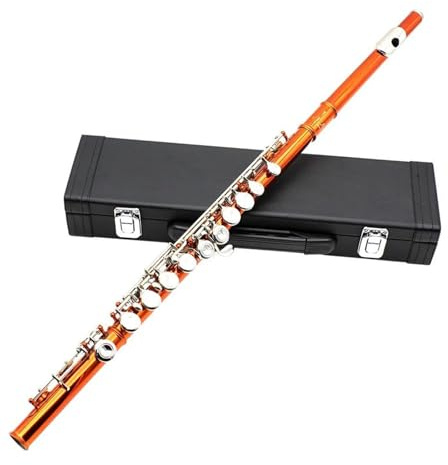C-Flöte für Anfänger 16 Löcher Geschlossene Flöte C-Taste Flöte Orange Kupfernickel Konzert-Querflöte Instrument Mit E-Taste Zubehör