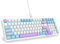 E-Yooso Z99 96% Creamy Mechanical Keyboard, QWERTY, Wired, Gasket Structure with Sound-Absorbing Foam, Pre-Oiled Linear Switches, LED Lighting, 99 Keys Custom Gaming Keyboard, White/Blue