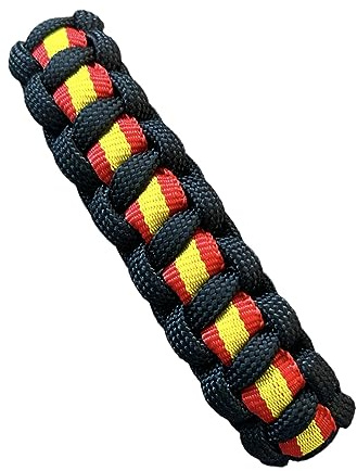 MIBANDERA Pulsera Bandera España Hombre y Mujer - Cuerda Trenzada Con Cierre de Cuero y Tela (Negra 18 cm)