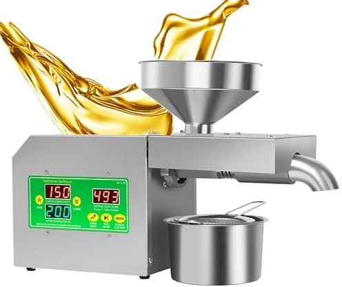 Presse À Huile Électrique, Machine À Huile Chaude Et Froide Automatique Avec Modes De Pressage Chaud/froid, Entrée 3-5 Kg/h Et Rendement En Huile De 95 %, Acier Inoxydable 304, Pour Cacahuètes