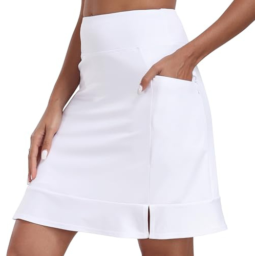 MoFiz Falda de Tenis Plisada para Mujer con pantalón Interiores, Cintura Alta, hasta la Rodilla, para Golf Deportes de Verano, Yoga, Senderismo, Correr