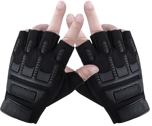 Hnonoxy Kinder Halbfinger Fahrradhandschuhe Jungen Gel Anti-Rutsch BMX Radfahren Handschuhe Mountainbike MTB Handschuhe Fäustlinge Taktik Bike Gloves Gym Sport für Roller Skater Fahrrad Kletterei