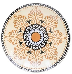 RKVXCJHDR Piatti per cucina Domestica Bianco Polka Dot Walking Edge Fondo Giallo Chiaro di Luna Piatto da Dessert per Mangiare