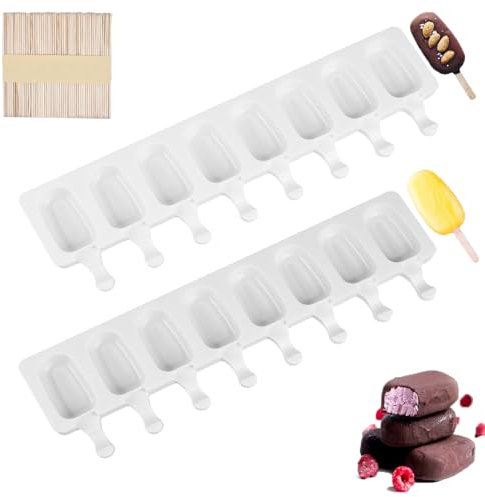 2 Piezas Moldes helados silicona 8 Cavidades, Molde Silicona Para Helado, Moldes Paletas, Molde Barra Helado, Moldes Silicona Paletas, Molde Helados Magnum, Moldes Palos, Helados Moldes DIY