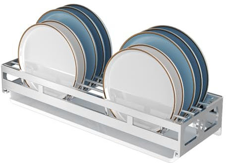 TentHome - Escurridor para Platos de Pared (Acero Inoxidable, Soporte para Platos, secador, vajilla de Cocina, Bandeja de Almacenamiento, Plato Colgante de Acero Inoxidable con Bandeja de Goteo