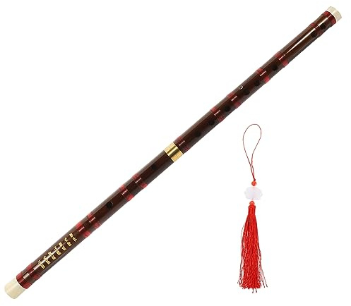 HEMOTON Flauta Tradicional de Bambú para Niños y Estudiantes, Cómoda para Soplar Rebabas, Incluye Nudo Chino, Instrumento Musical de Viento Marrón